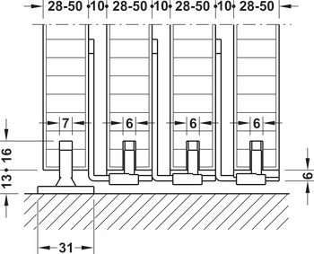 Doplňková sada pro teleskopické otevírání, pro Häfele Slido D-Line11 50P / 80P / 120P, 50C / 80C / 120C a 50I / 80I / 120I