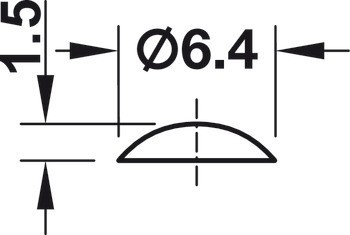 Doraz dveří, DB005, samolepicí, kulatý, ⌀ 6,4 mm, výška 1,5 mm