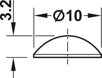 Doraz dveří, DB011, samolepicí, kulatý, ⌀ 10 mm, výška 3,2 mm