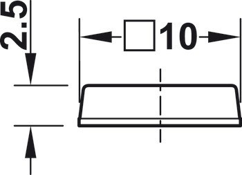 Doraz dveří, DB100, samolepicí, hranatý, 10 x 10 mm, výška 2,5 mm