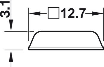 Doraz dveří, DB127, samolepicí, hranatý, 12,7 x 12,7 mm, výška 3,1 mm