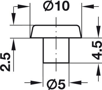 Doraz dveří, k nasunutí do vrtaných otvorů ⌀ 5 mm