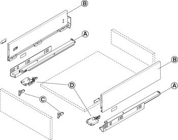 Drawer Sides, Häfele Matrix Box Slim A, 128 mm Drawer Height