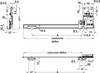 Dřevěné otočně posuvné dveře, Accuride 1321, sada