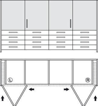 Dřevěné posuvně skládací dveře, HAWA Folding Concepta 25, sada, závěsy s mechanismem tlumeného zavírání