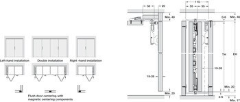 Dřevěné posuvně skládací dveře, Hawa Folding Concepta 25, sada, závěsy s mechanismem tlumeného zavírání