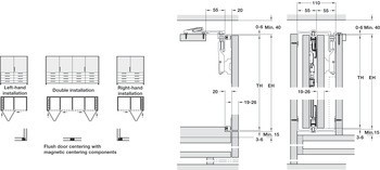Dřevěné posuvně skládací dveře, Hawa Folding Concepta 25, sada, závěsy s mechanismem tlumeného zavírání