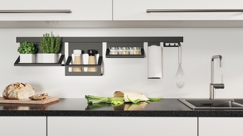 Držák kuchyňské role, Relingový systém, hliník/ocel