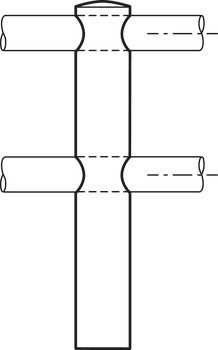 Držák relingu, systém relingu nástavby, pro 2 relingy nástavby 6 mm, středový sloupek