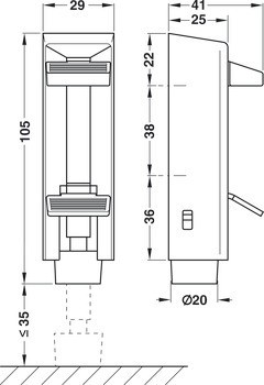 Dveřní doraz, Dorma, zdvih 35 mm