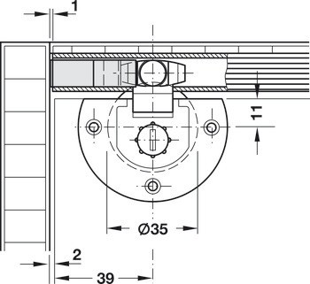 Dveřní doraz, k nasunutí do horní pojezdové kolejnice, Häfele Slido F-Line11 12A, Infront