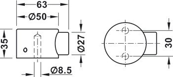 Dveřní doraz montovaný na podlahu, 2110, k přišroubování, KWS