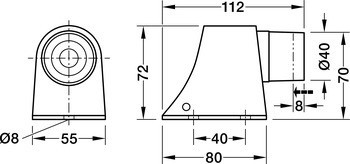Dveřní doraz montovaný na podlahu, 2124, k přišroubování, KWS
