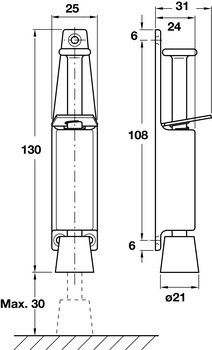 Dveřní doraz, Startec, zdvih 30 mm