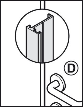 Dveřní dorazový profil, hliník, systém sanitárních dělicích příček