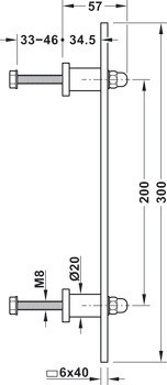 Dveřní klika, Na jedné straně, délka: 300 mm