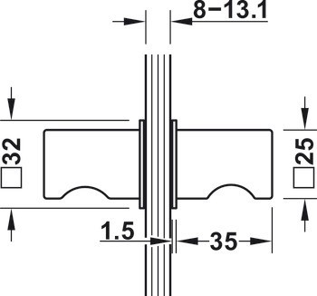 Dveřní koule na sprchové dveře, Hranaté