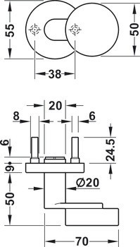 Dveřní koule, Startec, PDH 5, nerez, požárně odolné dveře