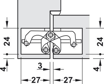 Dveřní závěs, AN 180 3D, skryté, pro bezfalcové vnitřní dveře