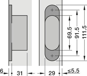 Dveřní závěs, Startec H7, skrytý, pro bezfalcové vnitřní dveře do 50/70 kg