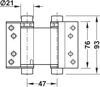 Dvojčinný pružinový závěs, pro bezfalcové vnitřní dveře do 15 kg