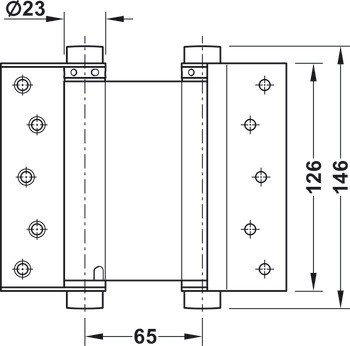 Dvojčinný pružinový závěs, pro bezfalcové vnitřní dveře do 27 kg