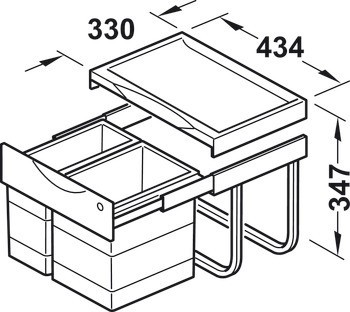 Dvojdílný odpadkový koš, 1 x 12 a 1 x 18 litrů, Hailo Raumspar-Tandem TR Swing