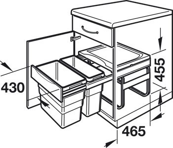 Dvojdílný odpadkový koš, 1 x 19 a 1 x 30 litrů, Hailo Easy Cargo 3668-50