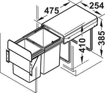 Dvojdílný odpadkový koš, 1 x 20 a 1 x 10 litrů