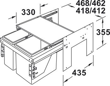 Dvojdílný odpadkový koš, 2 x 11 litrů / 1 x 17 a 1 x 11 litrů / 2 x 17 litrů