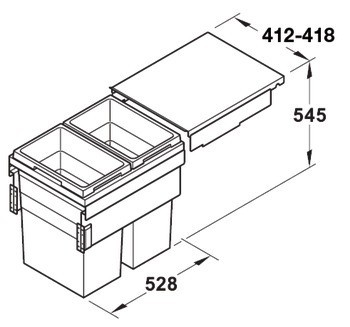 Dvojdílný třídič odpadu a čtyřdílný třídič odpadu, 1 x 38 a 1 x 7 /2 x 38 litrů / 2 x 38, 1 x 12 a 1 x 2,5 litrů, Hailo Euro-Cargo