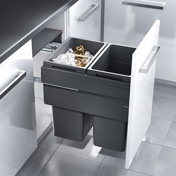 Dvojdílný odpadkový koš, 2 x 38 litrů, Hailo Euro-Cargo