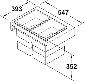 Dvojdílný odpadkový koš, Hailo Zargen-Cargo Legrabox 3670-52