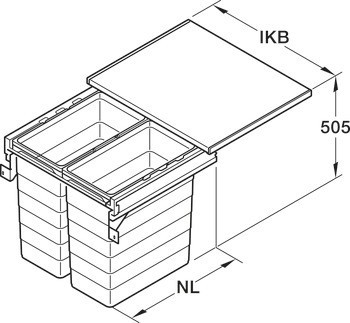 Dvojdílný odpadkový koš, Pro Blum Tandembox XL, 2 x 35 litrů