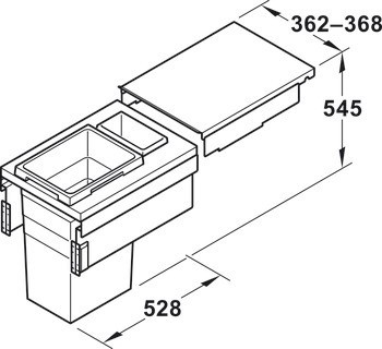 Dvojdílný třídič odpadu a čtyřdílný třídič odpadu, 1 x 38 a 1 x 7 /2 x 38 litrů / 2 x 38, 1 x 12 a 1 x 2,5 litrů, Hailo Euro-Cargo