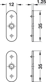 Dvojitá magnetická záskočka, Přídržná síla 2 x 3–4 kg, k přišroubování, hranatá