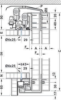 Dvojitá pojezdová kolejnice, Pro Häfele Slido F-Line44 80A