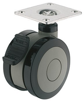 Dvojité kolečko, Nosnost 100 kg, řiditelné s brzdou