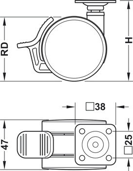 Dvojité kolečko, Nosnost 60 kg, řiditelné