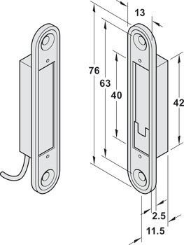 EffEff zapuštěný magnetický kontakt, Model 10270-6