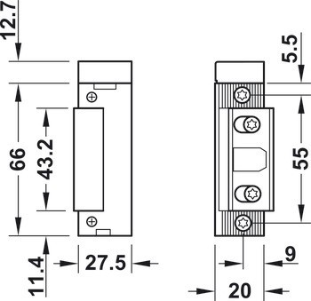 Elektrický otvírač, EffEff, model 143 standard pro požárně odolné dveře