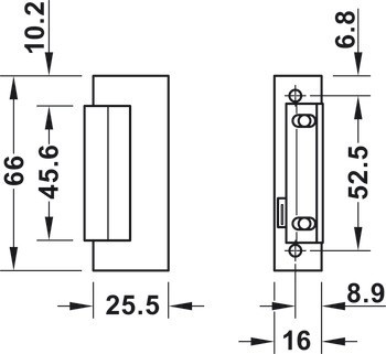 Elektrický otvírač, Výška 66 mm, s vodítkem tyče