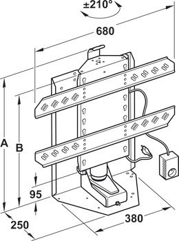 Elektrický zdvihací systém, Nosnost 65 kg, manuální otáčení o ±210°