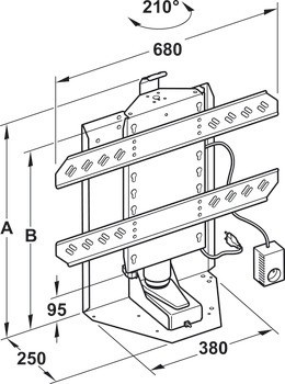 Elektrický zdvihací systém, nosnost 65 kg, manuální otáčení o 210°