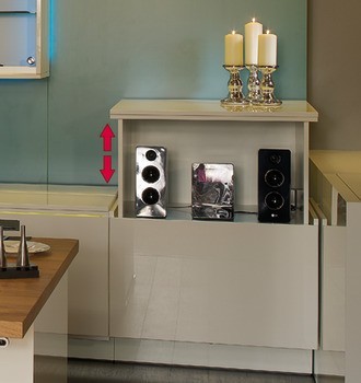 Elektrický zdvihací systém, Nůžkový mechanismus s kluzákem s kuličkovými ložisky, nosnost 80–150 kg