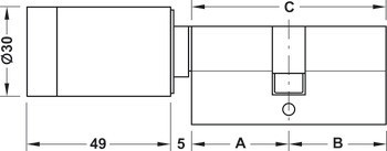 Elektronická profilová vložka DT 510 B-P, Dialock, Tag-it™ ISO, Mifare Classic EV1, Mifare DESfire EV2