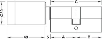 Elektronická vložka s knobkou DT 510 B, záslepka na jedné straně, Dialock, Tag-it™ ISO, Legic®