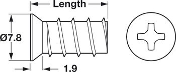 Eurošroub, Häfele, Varianta, zápustná hlava, PZ2, ocel, k přišroubování do dřeva