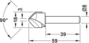 Frézovací bit, 90° V-drážka