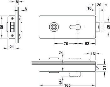 Glass door set, GHR 403, Startec, with 3-piece hinges and pair of lever handles